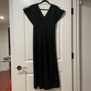 New Madewell Elegant Black Flutter Sleeve Midi Dress